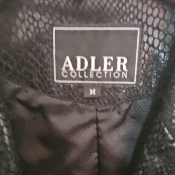 Metallic Black Snakeskin Leather Suede Mid  length blazer Jacket Size Medium - Picture 7 of 9